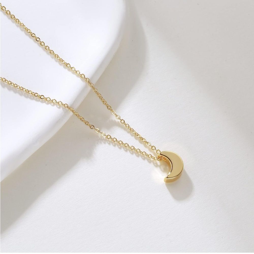 Gold 14k Gold Plated Moon Pendant Necklace - Picture 3 of 3